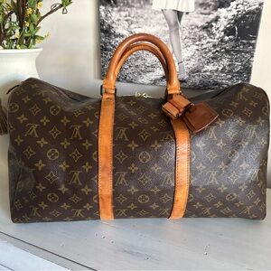 Louis Vuitton Brown LV Monogram Keepall 50 Duffle Bag